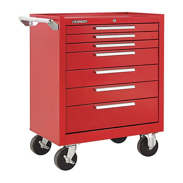 Kennedy K2000 Series Rolling Tool Cabinet, 7 Drawer, Red, Steel, 29 in W x 20 in D x 35 in H - 297XR
