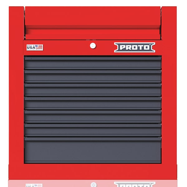 Proto Velocity Top Chest, 7 Drawer, Red/Gray, Steel, 27 in W x 22-1/2 in D x 28 in H - JSTV2728CS07RG