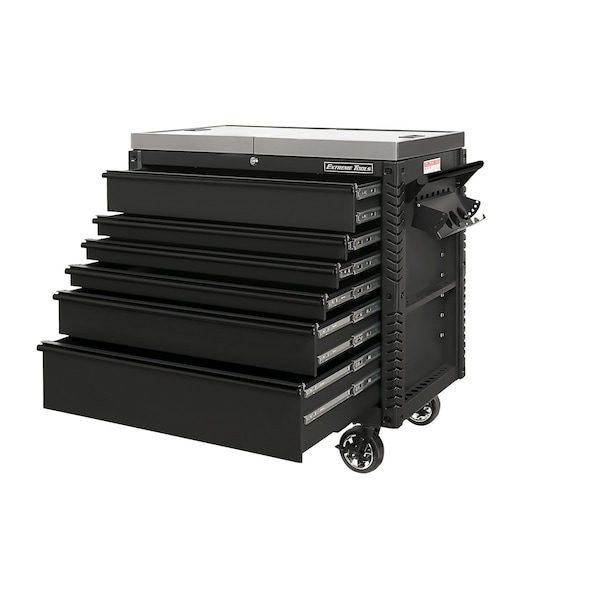 Extreme Tools Slide Top Tool Cart, 6 Drawer, Black, 41 in W - EX4106TCSMBBK