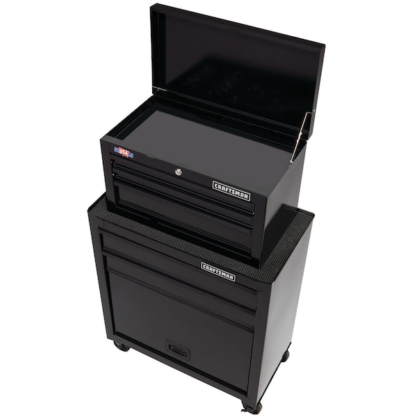 Craftsman 1000 Series Tool Chest & Rolling Cabinet, 5 Drawer, Black, 27 in W x 14 in D x 44-1/4 in H - CMST22653BK