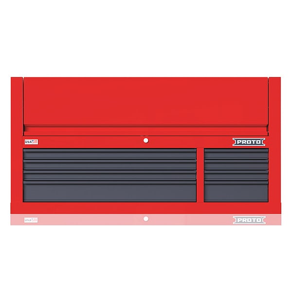 Proto Velocity Top Chest, 8 Drawer, Red/Gray, Steel, 55 in W x 22-1/2 in D x 28 in H - JSTV5528CD08RG