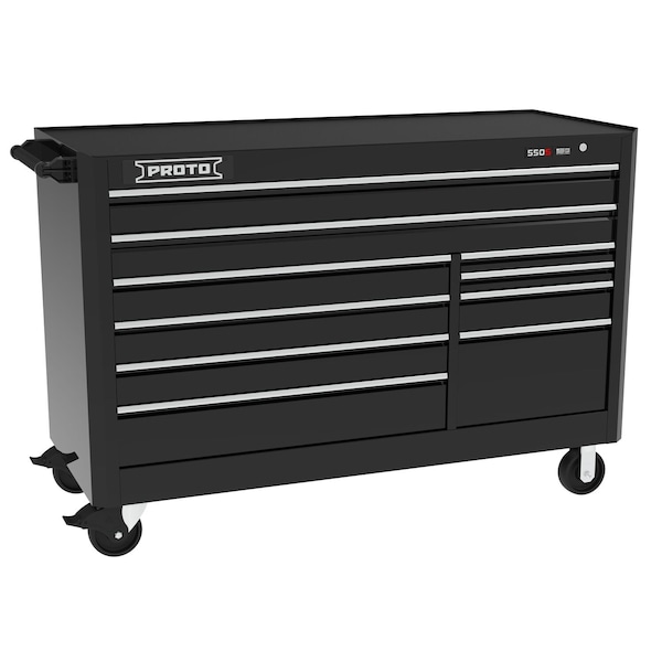 Proto 550 Series Rolling Tool Cabinet, 10 Drawer, Black, 66 in W x 25-1/4 in D x 46 in H - J556646B-10BK