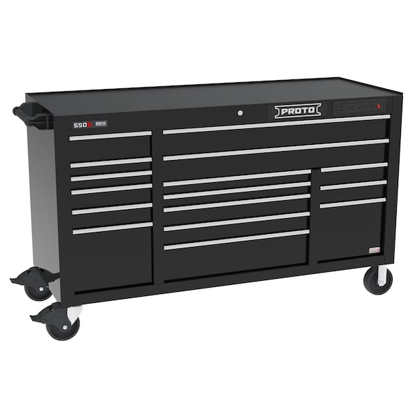 Proto 550 Series Rolling Cabinet, 16 Drawer, Black, 67 in W x 25-1/4 in D x 41 in H - J556741B16BKPDP