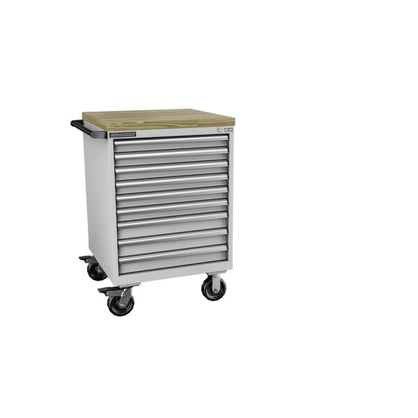 Champion Tool Storage Tool Cabinet, 9 Drawer, Light Gray, 28-1/4 in W x 28-1/2 in D x 43-1/4 in H, S15000901ILMB8BBT-LG - S15000901ILMB8BBT-LG