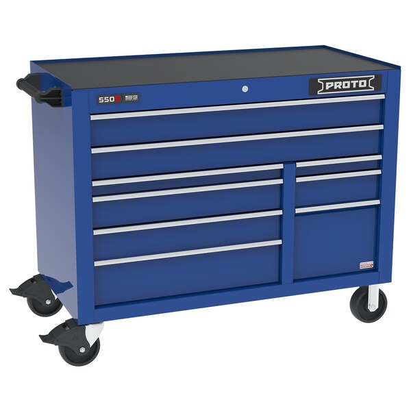 Proto 550 Series Rolling Tool Cabinet, 9 Drawer, Blue, 50 in W x 25-1/4 in D x 41 in H - J555041B-9BLPD
