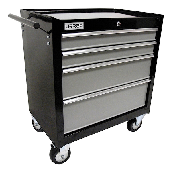 Urrea H-Series Roller Cabinet, 4 Drawer, Black, Steel, 27 in W x 31-1/2 in D x 18 in H - H27M4