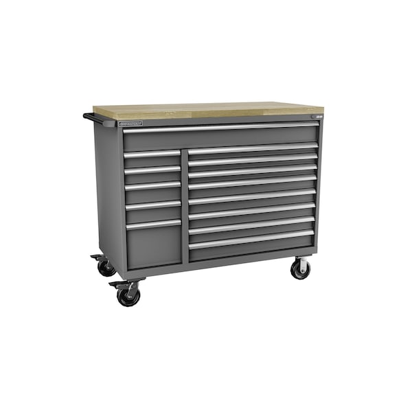 Champion Tool Storage Mobile Modular Cabinet, 14 Drawer, Dark Gray, Steel, 56-1/2 in W x 28-1/2 in D x 39 in H - D1800DB14MB8BBT-DG