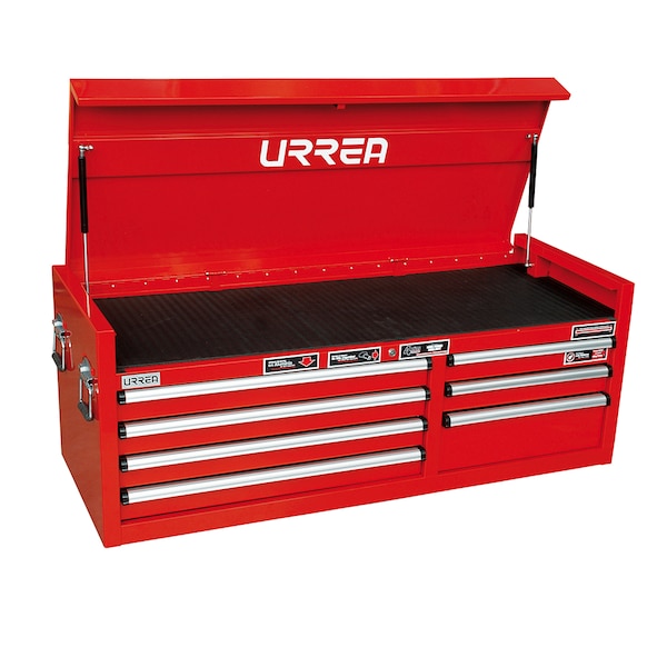 Urrea M-Series Top Chest/Cabinet, 7 Drawer, Red, Steel, 56 in W x 20-3/4 in D x 21-3/4 in H - M56S7