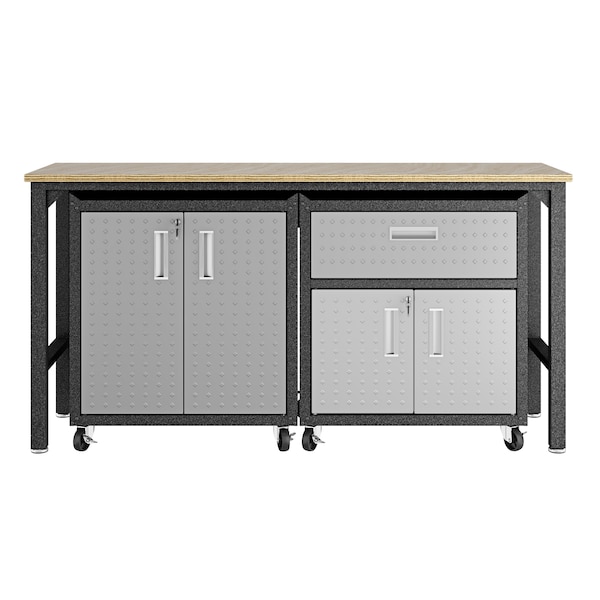 Manhattan Comfort Fortress 2.0 Mobile Garage Cabinet, Gray, Steel - 15GMC