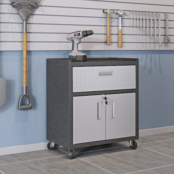 Manhattan Comfort Fortress 5.0 Mobile Garage Cabinet, Gray, Steel - 18GMC