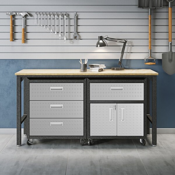Manhattan Comfort Fortress 5.0 Mobile Garage Cabinet, Gray, Steel - 18GMC