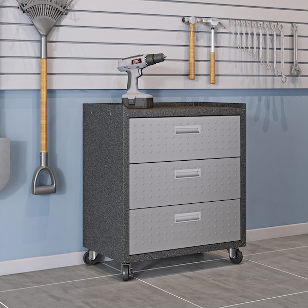 Manhattan Comfort Fortress 5.0 Mobile Garage Cabinet, Gray, Steel - 18GMC
