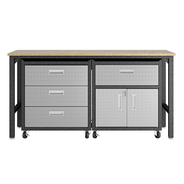 Manhattan Comfort Fortress 5.0 Mobile Garage Cabinet, Gray, Steel - 18GMC