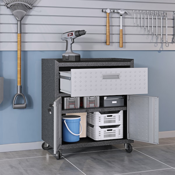Manhattan Comfort Fortress 4.0 Mobile Garage Cabinet, Gray, Steel - 17GMC