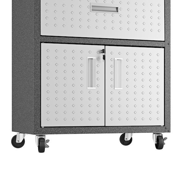 Manhattan Comfort Fortress 4.0 Mobile Garage Cabinet, Gray, Steel - 17GMC