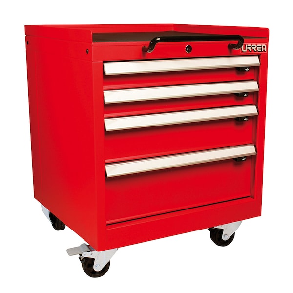 Urrea MP-Series Roller Cabinet, 4 Drawer, Red, Steel, 23 in W x 27-1/2 in D x 22 in H - MP23M4