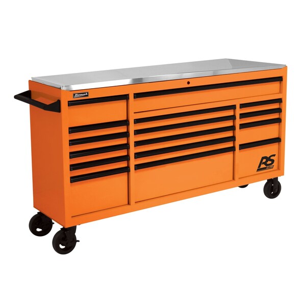 Homak RS Pro 72IN 16drawer bottom with SS Top=Orange - OG04072164