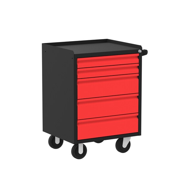 Valley Craft Garage Mobile Cabinet, 5 Drawer, Black/Red, 24 in W - F89609RB