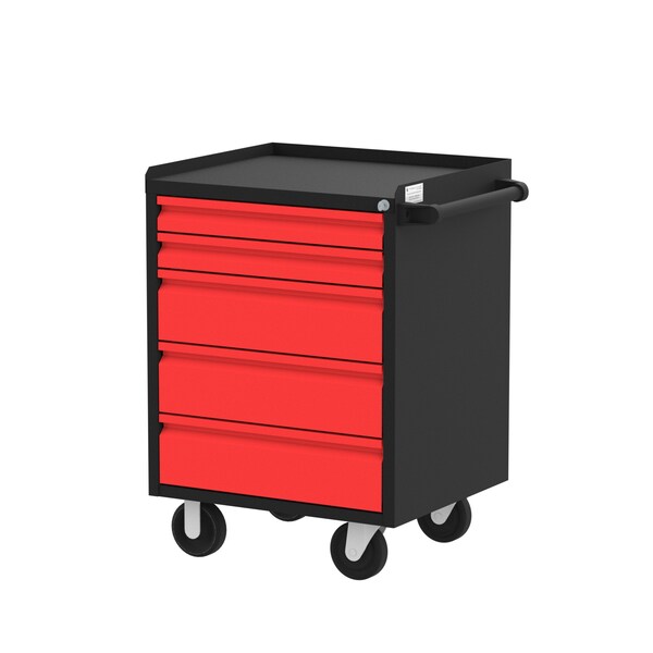 Valley Craft Garage Mobile Cabinet, 5 Drawer, Black/Red, 24 in W - F89609RB