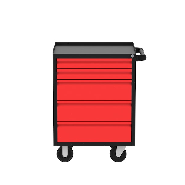 Valley Craft Garage Mobile Cabinet, 5 Drawer, Black/Red, 24 in W - F89609RB