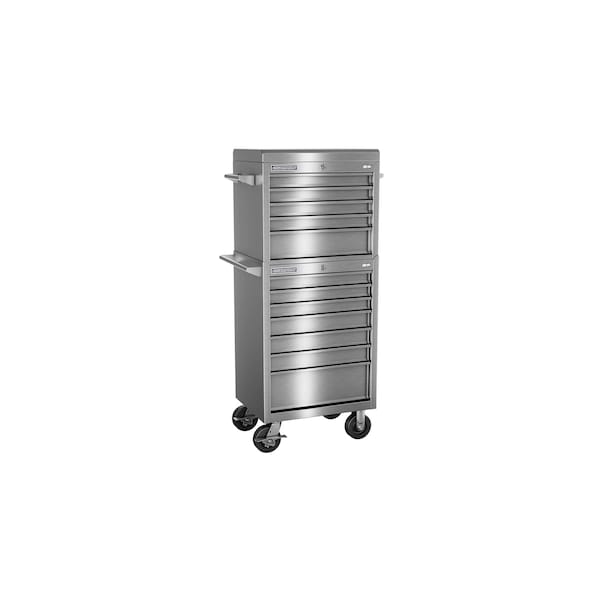 Champion Tool Storage FMPro SST Top Chest/Cabinet With Casters, 12 Drawer, Silver, Stainless Steel, 27 in W x 20 in D - FMPS2712RC
