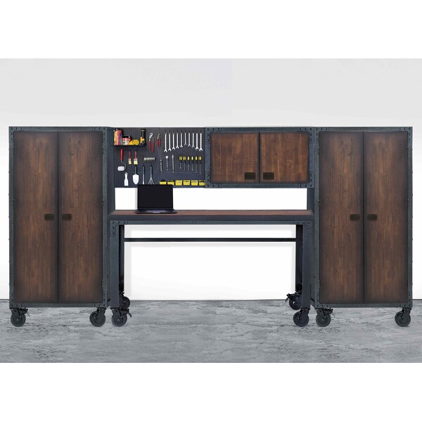 Duramax Garage Storage Combo Set, Brown/Gray, Steel, Wood, 144 in W x 24 in D - 4PWTWCFC