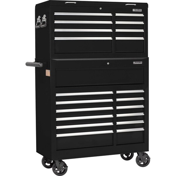 Global Industrial Chest & Roller Cabinet Combo, Black, Steel, 42-3/8 in W x 18 in D x 60-7/8 in H - 410207