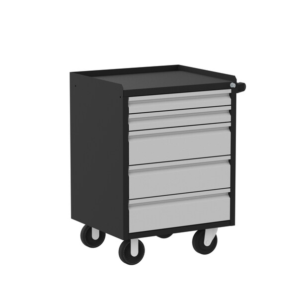 Valley Craft Garage Mobile Cabinet, 5 Drawer, Black, 24 in W - F89609BS