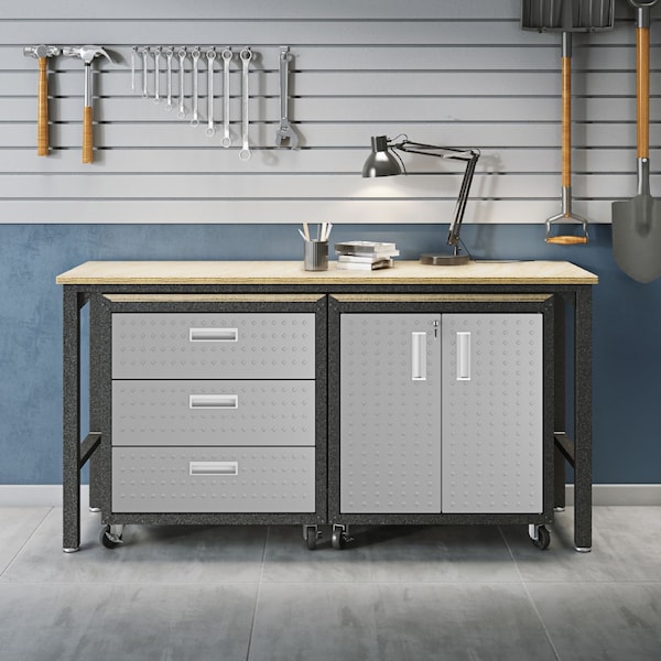 Manhattan Comfort Fortress 3.0 Mobile Garage Cabinet, Gray, Steel - 16GMC