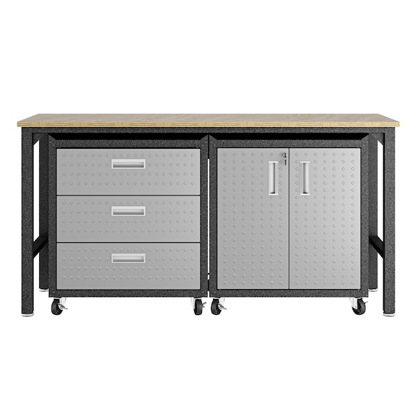 Manhattan Comfort Fortress 3.0 Mobile Garage Cabinet, Gray, Steel - 16GMC