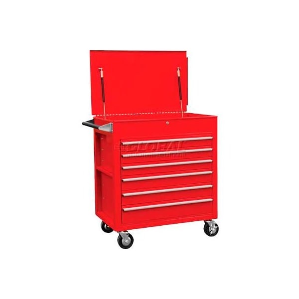 Sunex 34-1/2inW X 20inD X 39-1/2inH 6 Drawer Red Tool Cabinet W/ Clamshell Lid - 8057