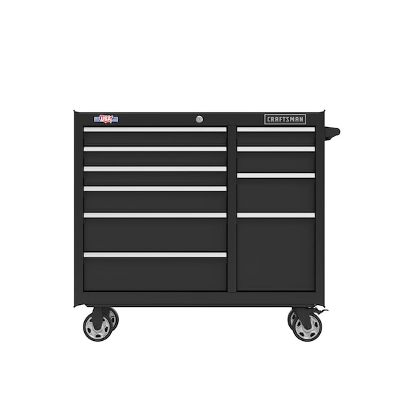 Craftsman S2000 Rolling Tool Cabinet, 10 Drawer, Black, Steel, 41 in W x 18 in D x 37-1/2 in H - CMST98270BK
