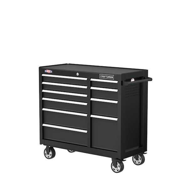 Craftsman S2000 Rolling Tool Cabinet, 10 Drawer, Black, Steel, 41 in W x 18 in D x 37-1/2 in H - CMST98270BK