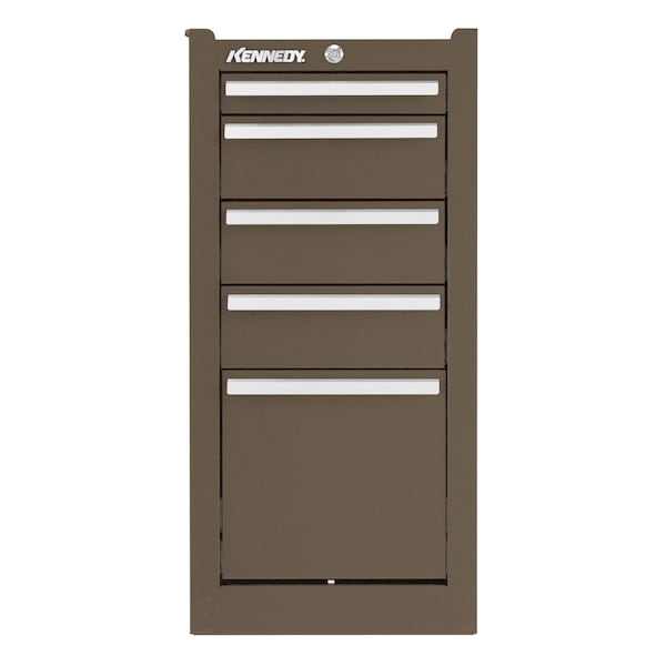 Kennedy K2000 Series Side Cabinet, 5 Drawer, Brown, Steel, 13-1/2 in W x 20 in D x 29 in H - 205XB