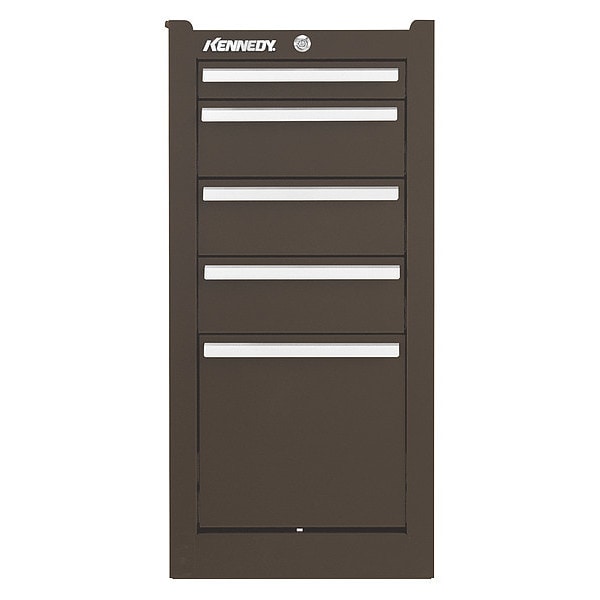 Kennedy K2000 Series Side Cabinet, 5 Drawer, Brown, Steel, 13-1/2 in W x 20 in D x 29 in H - 205XB