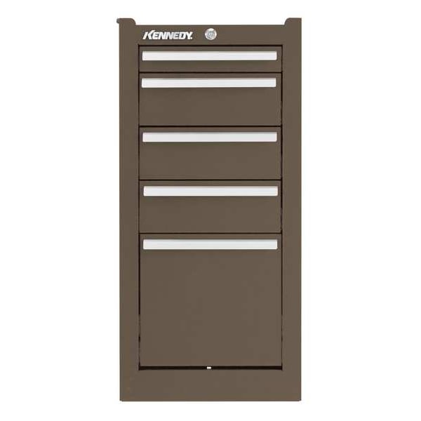 Kennedy K2000 Series Side Cabinet, 5 Drawer, Brown, Steel, 13-1/2 in W x 20 in D x 29 in H - 205XB
