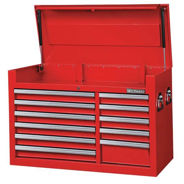 Westward WESTWARD Top Chest, 11-Drawers, Powder Coated Red, 41.5" W x 18.5" D x 27" H - 32H839