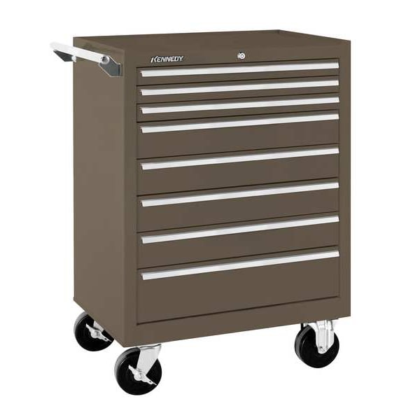 Kennedy K1800 Series Rolling Tool Cabinet, 8 Drawer, Brown, Steel, 27 in W x 18 in D x 35 in H - 378XB