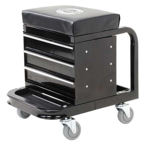 Omega Toolbox Creeper Tool Box Creeper Seat, 3 Drawer, Black, Steel, 14-1/2 in W x 19 in D x 18-1/4 in H - 92450