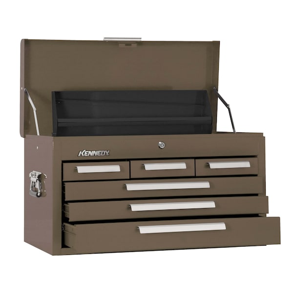 Kennedy Signature Series Top Chest, 6 Drawer, Brown, Steel, 26 in W x 12 in D x 14-3/4 in H - 266B