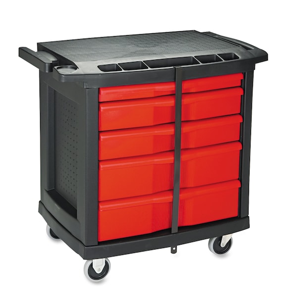 Rubbermaid Commercial Mobile Workcenter, 5 Drawer, Black, 32-1/2 in W x 20 in D x 33-1/2 in H - FG773488BLA