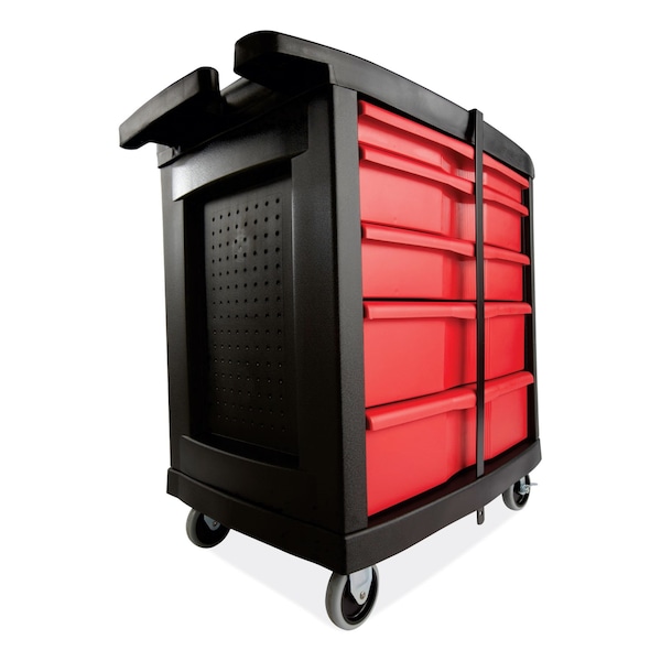 Rubbermaid Commercial Mobile Workcenter, 5 Drawer, Black, 32-1/2 in W x 20 in D x 33-1/2 in H - FG773488BLA