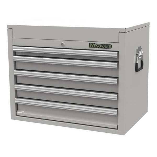 Westward WESTWARD Top Chest, 5-Drawers, Stainless Steel Silver, 26" W x 17.5" D x 21" H - 53RH47