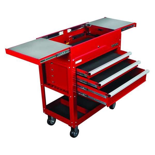 Westward WESTWARD Tool Utility Cart, 3-Drawers, Powder Coated Red, 35.5" W x 21" D x 45.5" H - 55NJ77