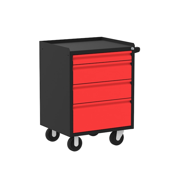 Valley Craft Garage Mobile Cabinet, 4 Drawer, Black/Red, 24 in W - F89606RB