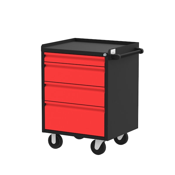 Valley Craft Garage Mobile Cabinet, 4 Drawer, Black/Red, 24 in W - F89606RB