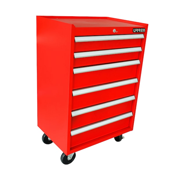 Urrea EX-Series Roller Cabinet, 6 Drawer, Red, Steel, 27 in W x 41 in D x 18 in H - EX27M6