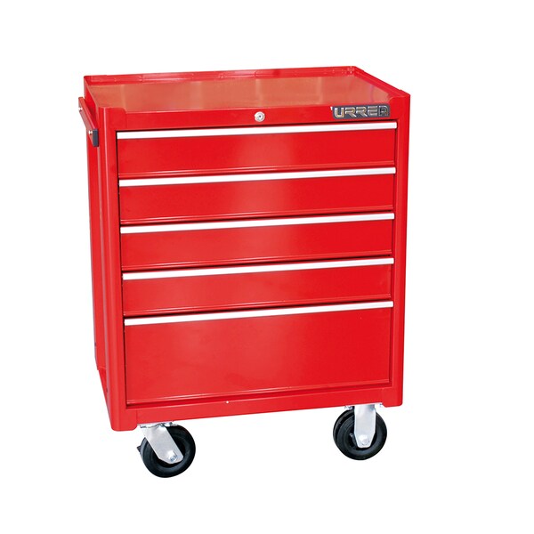 Urrea I-Series Roller Cabinet, 5 Drawer, Red, Steel, 27 in W x 33-1/2 in D x 18 in H - I27M5