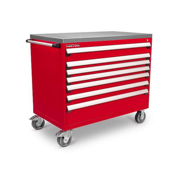 Tekton Rolling Tool Cabinet, 7 Drawer, Red, Steel, 48 in W x 27 in D x 41-1/2 in H - OCL43200SST