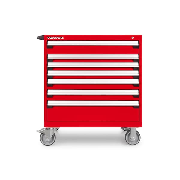 Tekton Rolling Tool Cabinet, 7 Drawer, Red, Steel, 36 in W x 27 in D x 41-1/2 in H - OCL33200STM